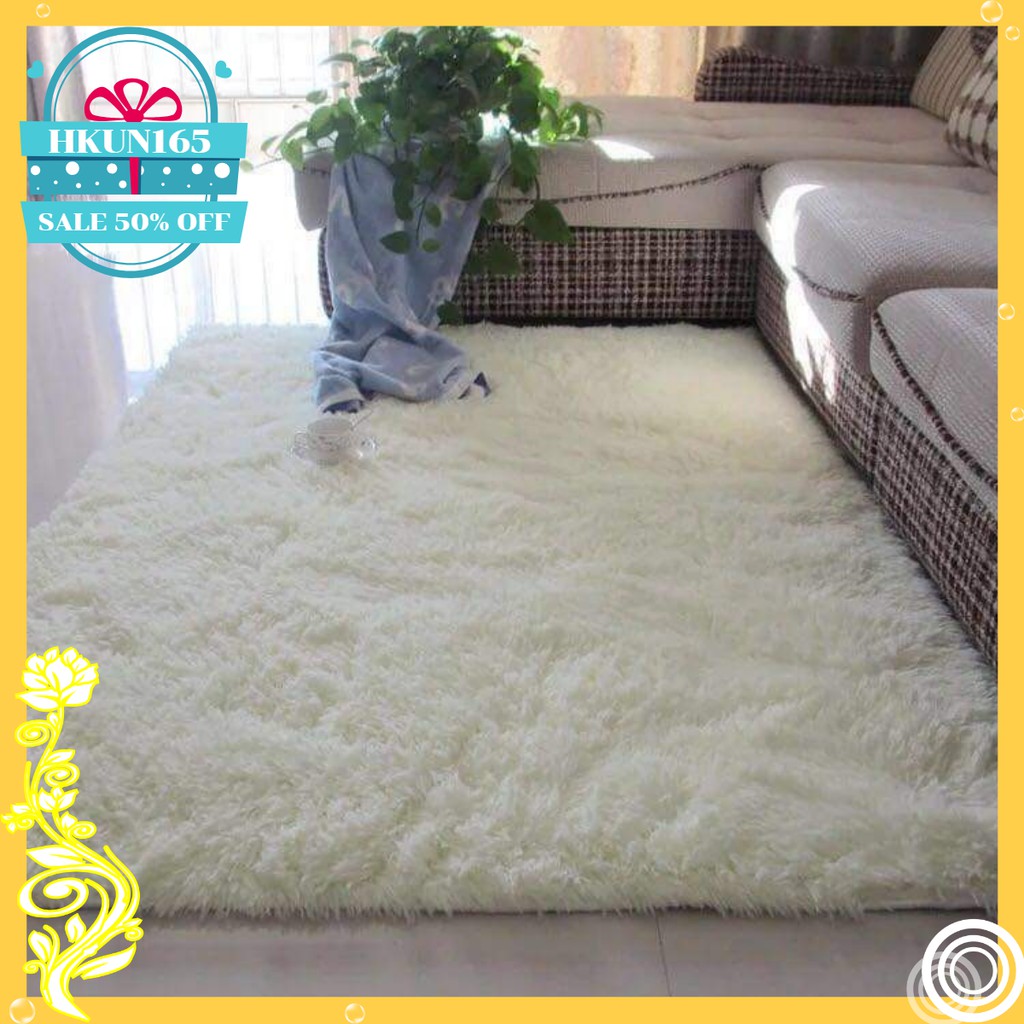Thảm lông dài cao cấp 1m6x2m(màu trắng kem)