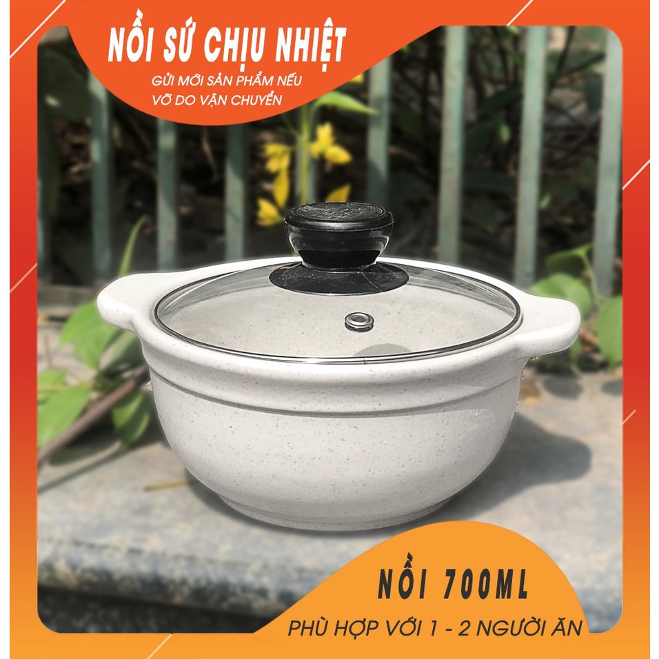 Nồi sứ nắp thủy tinh men trứng NodaCook