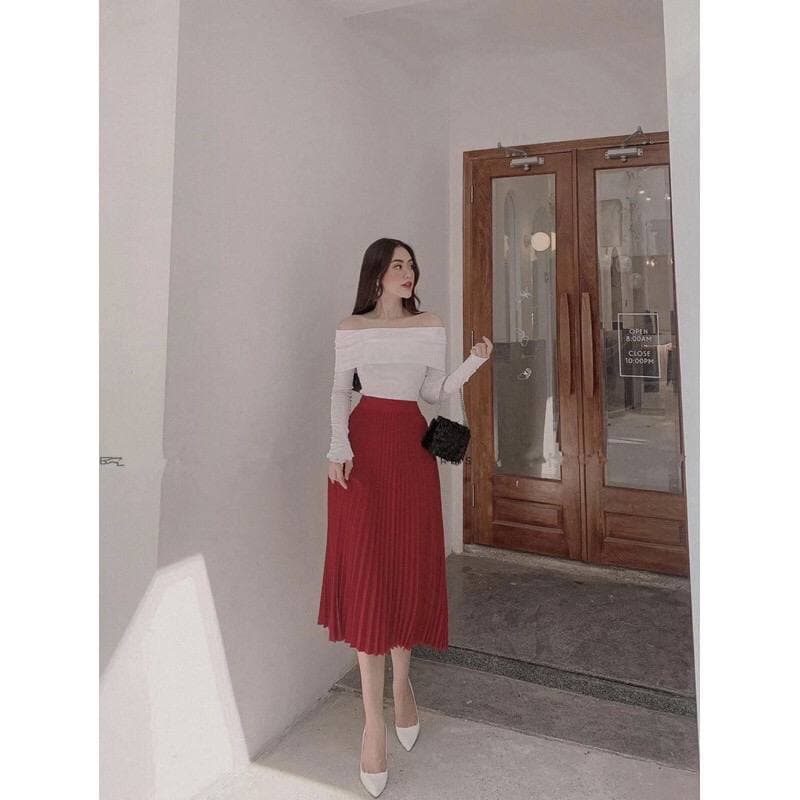 Chân váy xếp ly dáng dài nữ hàng quảng châu chất cát hàn mềm mượt siêu đẹp và cực dễ phối đồ