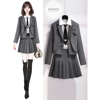 Set áo vest, sơ mi, chân váy học sinh nữ Baeshop cá tính