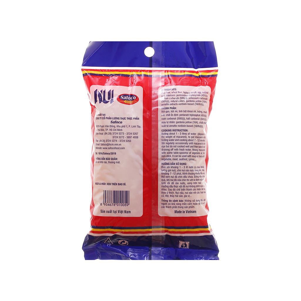 Nui ống ngắn Safoco 500g