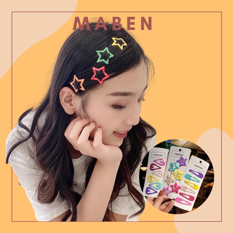 Set 6 kẹp tóc màu sắc cực dễ thương - Maben