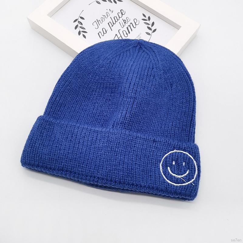 Mũ Len Trùm Đầu Hoạ Tiết Hình Mặt Cười Dành Cho Bé 3-7 Tuổi