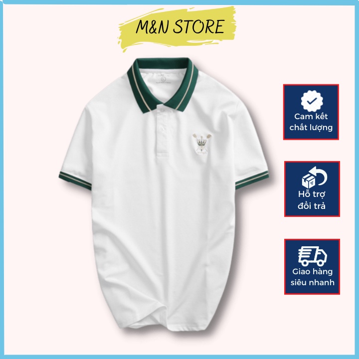 Áo polo nam tay ngắn cổ bẻ phối xanh vải cotton cá sấu thoáng mát