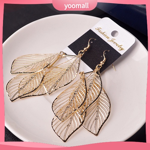 Bông Tai Hợp Kim Hình Lá Phong Cách Retro