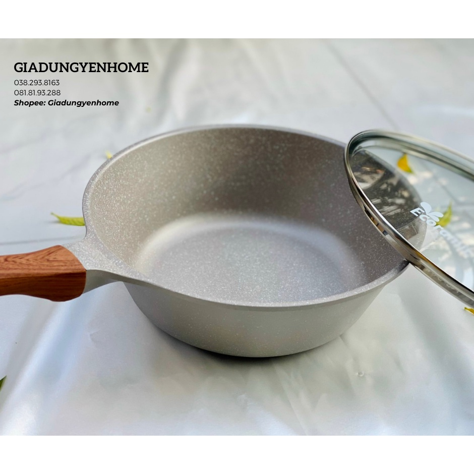 Chảo chống dính Hàn Quốc thương hiệu Ecoramic dòng Bling có nắp