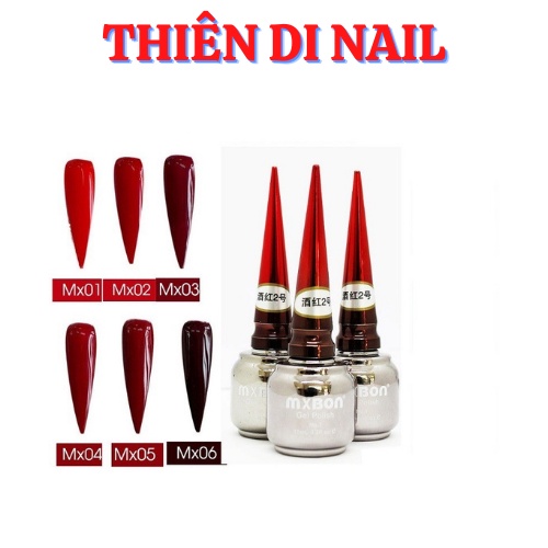 Sơn gel màu đỏ MXBON set 6 chai Thiên Di Nail