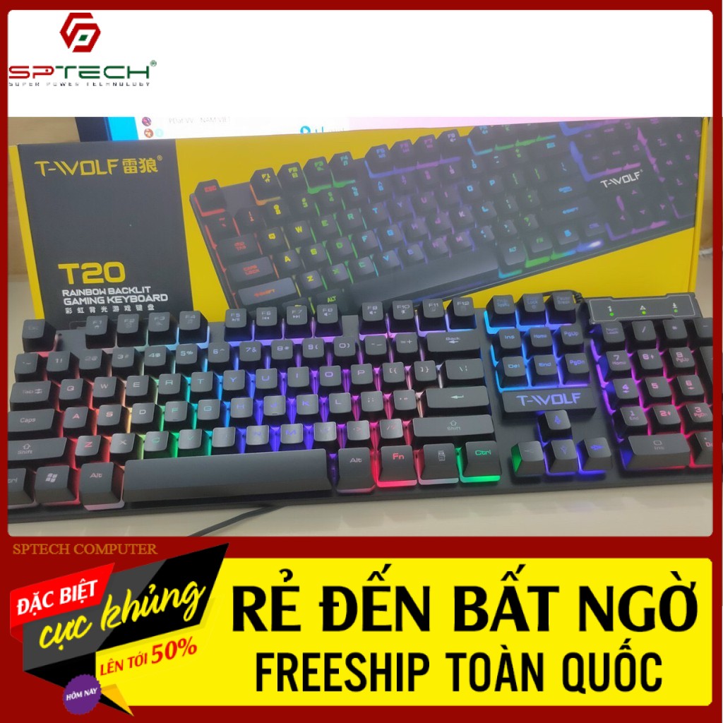 Bộ Bàn Phím Giả Cơ Gaming Gear TWOLF TF20 Led RGB (BH 12 Tháng) SPTECH COMPUTER