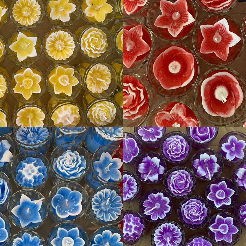 Nến ly hoa hồng, hoa cúc (9 giờ) - cốc đèn cầy trang trí candle shop