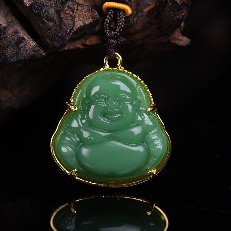 Vòng cổ mặt hình Phật Guanyin evil amulet Viên Ngọc bích thời trang cho nam giới my21.08.16