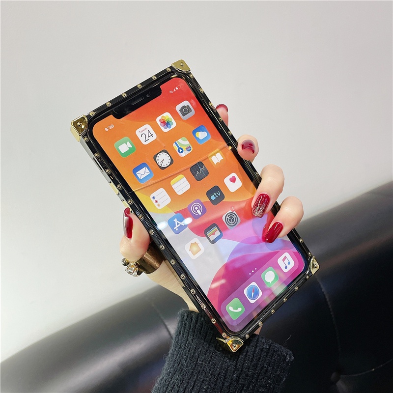 Thời Trang Ốp Điện Thoại Hình Vuông Đính Kim Cương Giả Cho iphone 14 13 12 pro max 11 pro max xs xr 6 6s 8 7plus