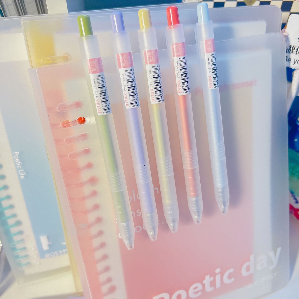 Bút Máy Bấm Mực Đen Ngòi 0.5Mm Vỏ Nhám Mềm Thiết Kế Đơn Giản Cho Học Sinh