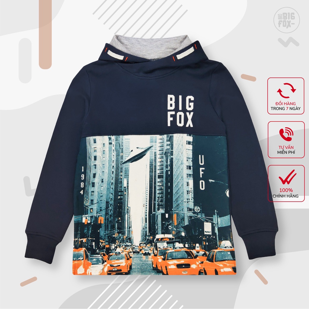 Áo nỉ bé trai BIGFOX - MISS MEOW thu đông, áo hoodie cho bé dài tay có mũ size đại hình UFO 23 - 49 kg