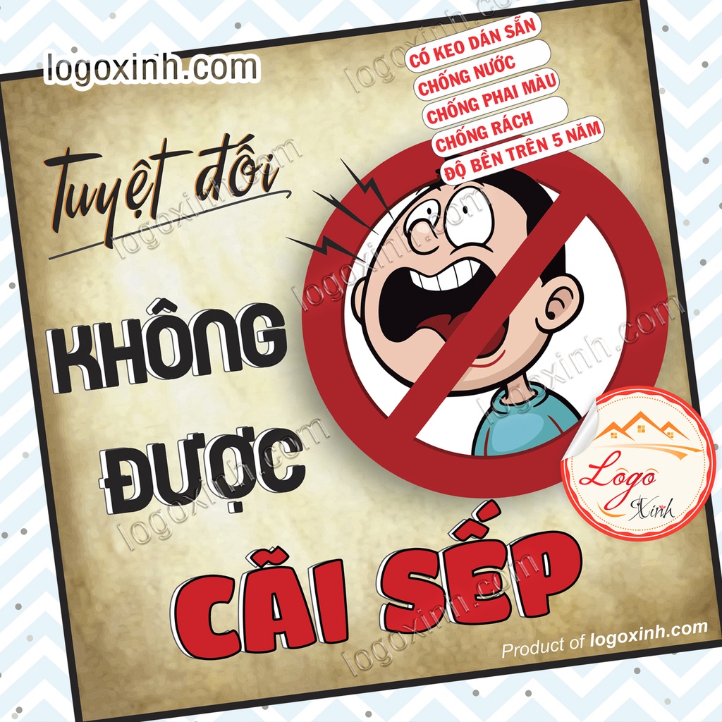 Logo Tem Sticker Không Được Cãi Sếp Vui Nhộn, Dễ Thương Dùng Cho Văn Phòng, Công Ty Chất Liệu Decal Dán Sẵn Siêu Bền Đẹp