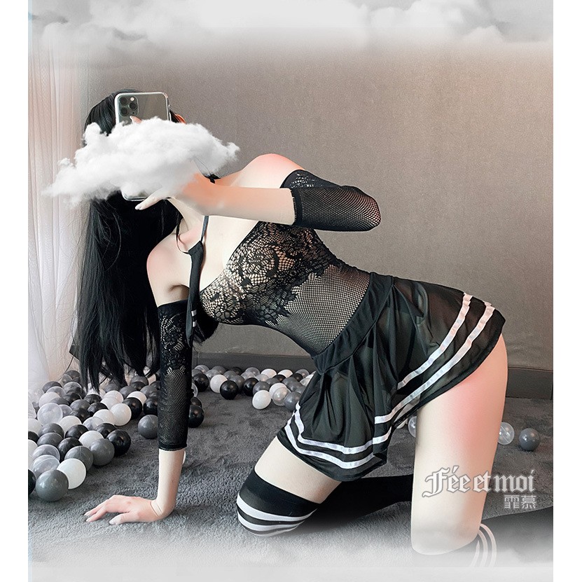 Váy ngủ sexy Cosplay bó sát dài tay kèm cà vạt | BigBuy360 - bigbuy360.vn