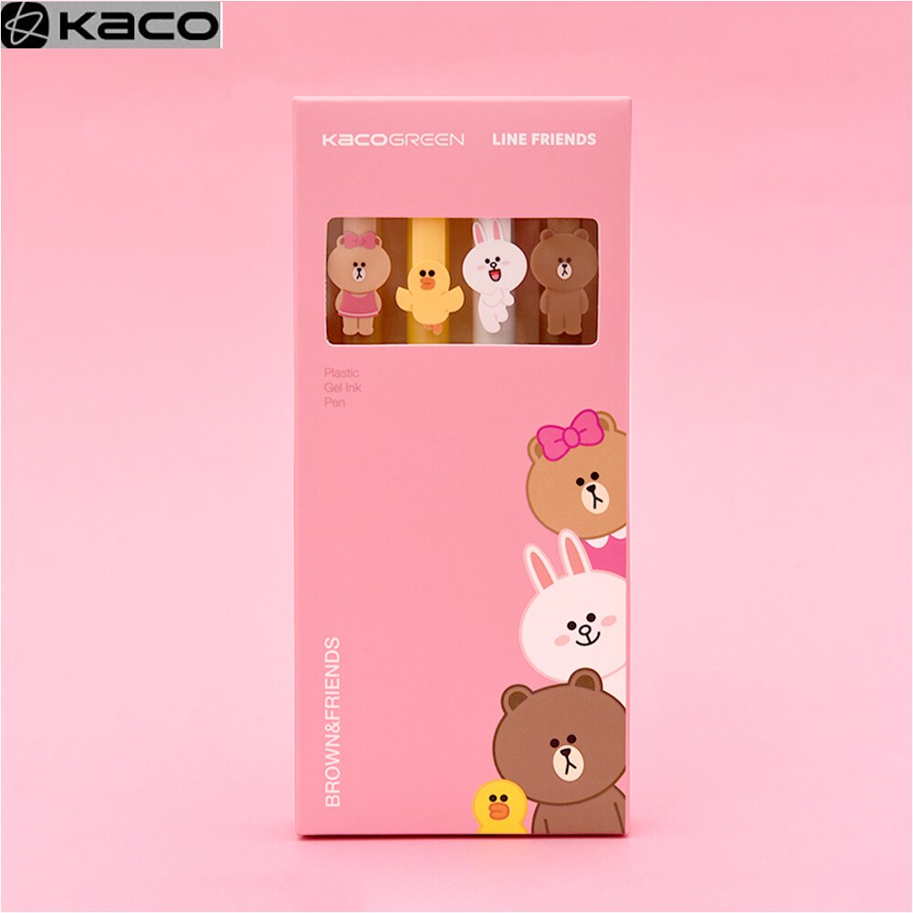LINE FRIENDS Set 4 Bút Bi Mực Đen Ngòi 0.5MM Thiết Kế Dễ Thương