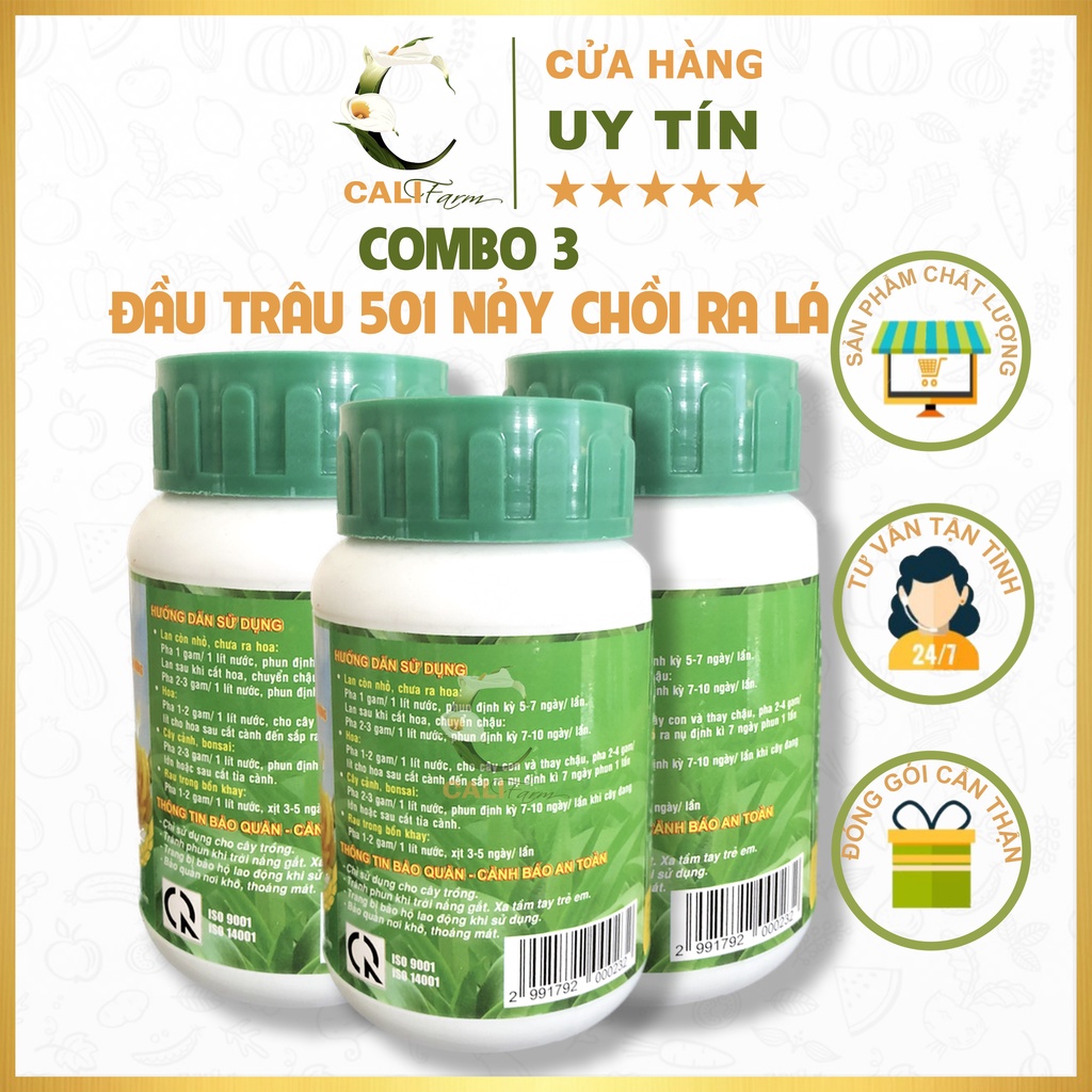 [Combo 3] Phân Bón Đầu Trâu 501 - Nảy Chồi, Ra Lá cho lan và hoa kiểng 100g