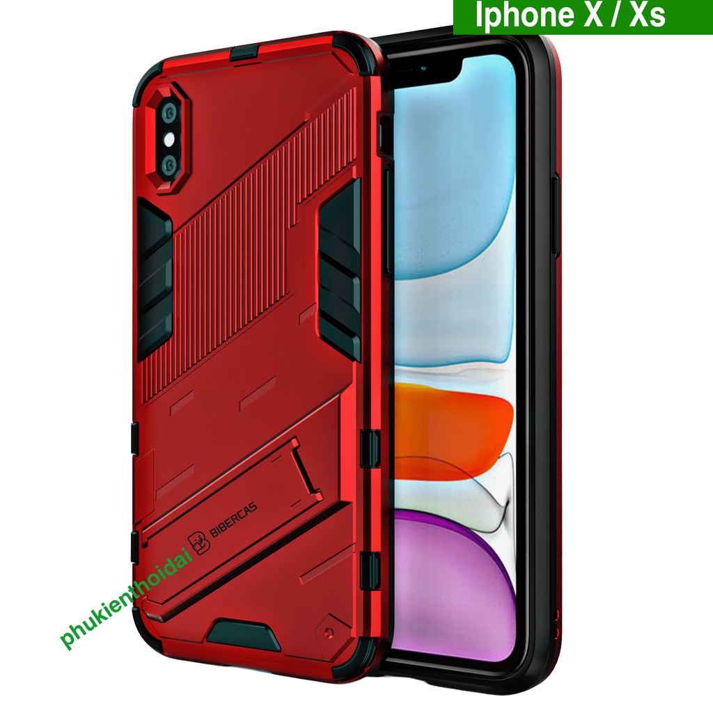 Ốp lưng Iphone X / Xs / Xs Max / 13 Pro Max / 14 Pro Max Iron Man Ver 2 chống sốc giá đỡ mặt lưng xem phim