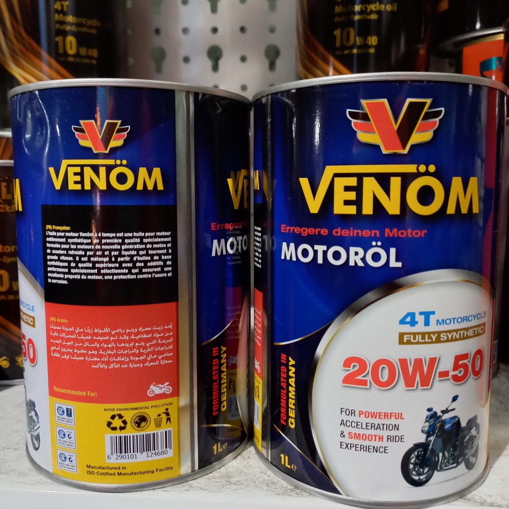 Nhớt tổng hợp VENOM 4T MOTOCYCLE 20W50/10W40 - Nhập khẩu UAE