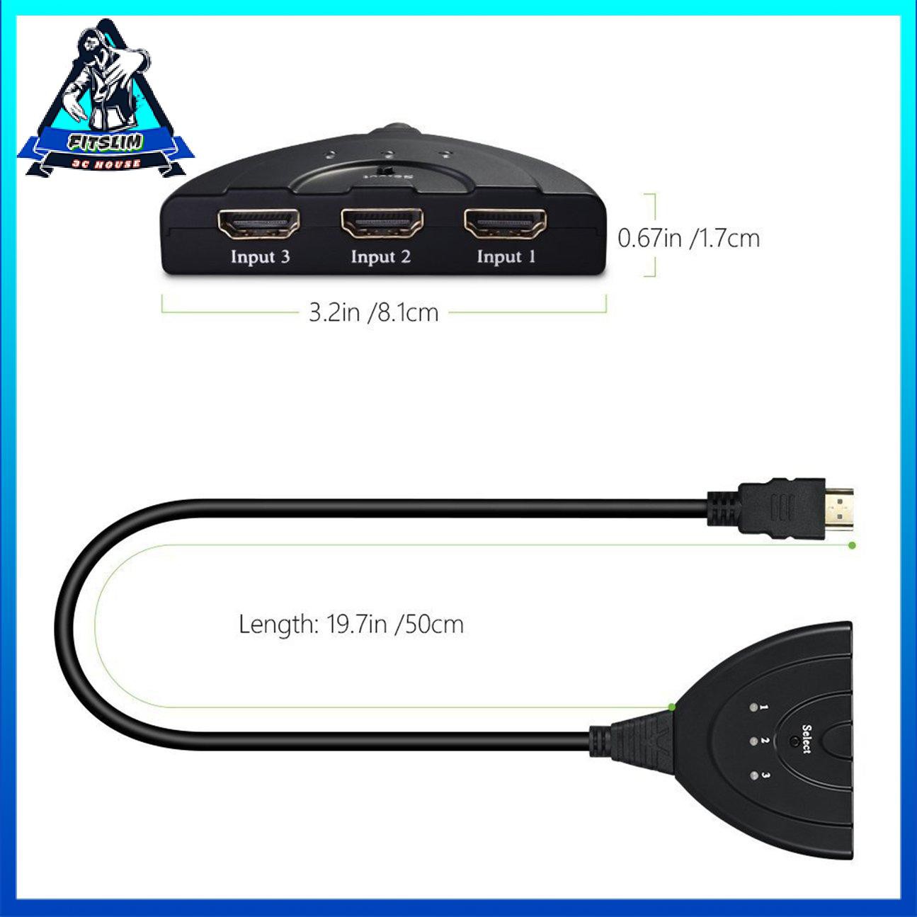 3 cổng HDMI In và 1 HDMI Out Full HD 1080P HDMI Switch Display 3D