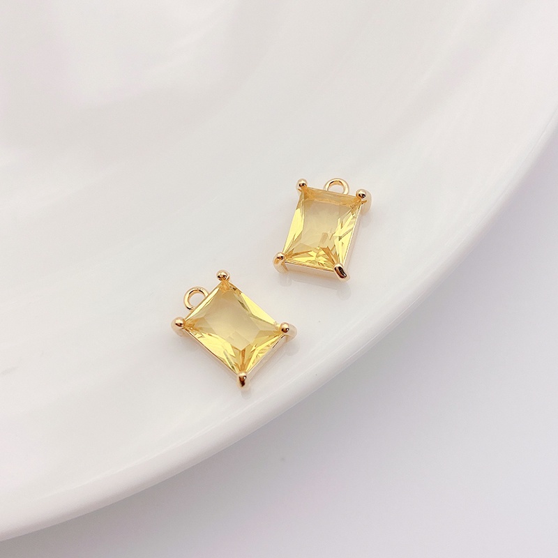 █diy゜14k●1miếng 14K túi vàng giữ màu hình chữ nhật đầy màu sắc zircon mặt dây chuyền mặt dây chuyền tự làm bằng tay vòng cổ phụ kiện vật liệu trang trí
