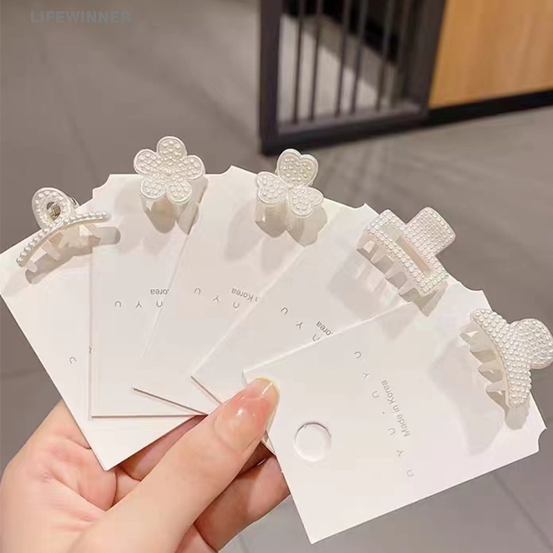 Kẹp Tóc / Kẹp Tóc Đuôi Ngựa Hình Vuông Nhỏ Đính Ngọc Trai Phong Cách Hàn Quốc Đơn Giản Thời Trang Cho Nữ