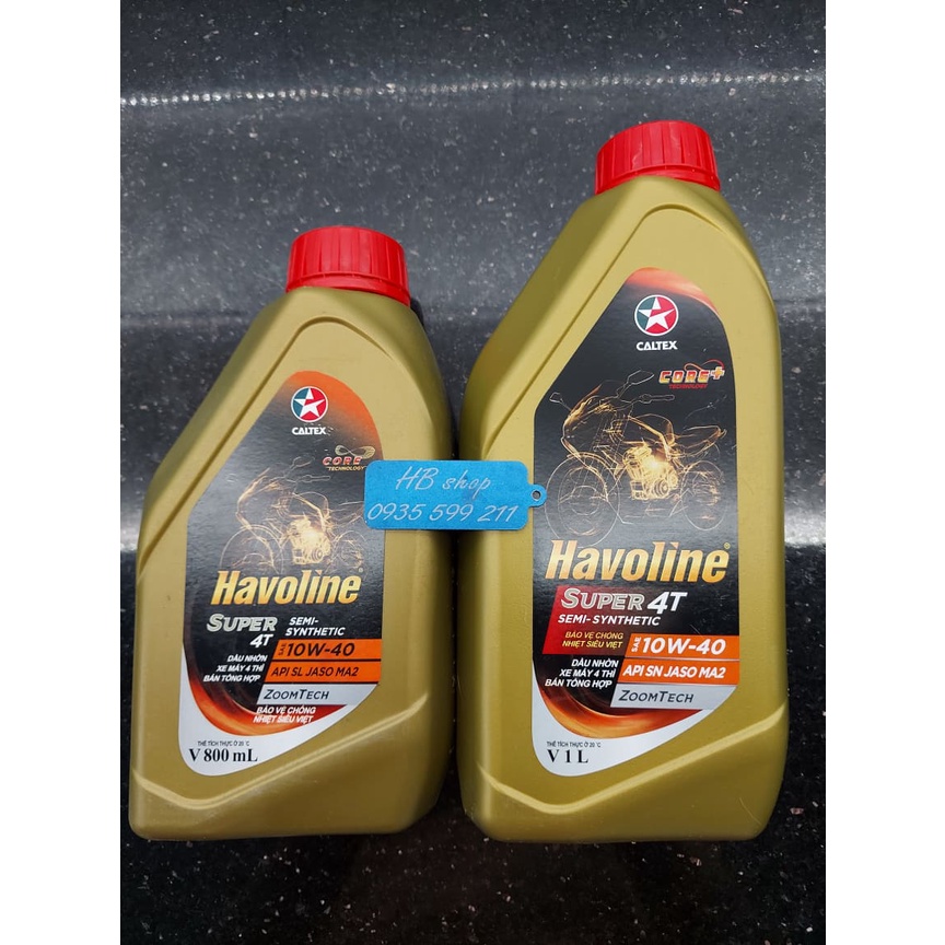 NHỚT HAVOLINE SUPER 4T semi-synthetic SAE 10W40 1L 800ML XE SỐ