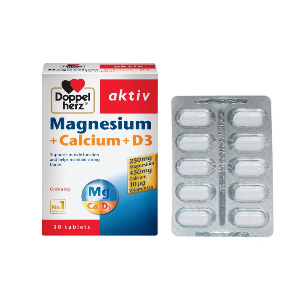 Bác Sĩ Cung Magnesium Calcium D3 - Bổ Sung Canxi, Magie, Vitamin D3, Bổ Xương Khớp, Doppelherz (Hộp 30 viên)