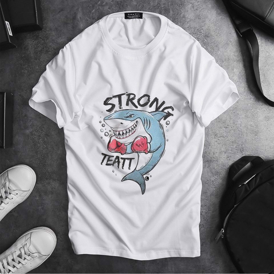 Áo thun nam nữ Cá mập cute 121 - Có tay lỡ / trẻ em