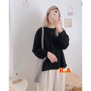 Áo nữ dài tay trơn cúc cài