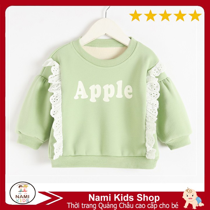 [256:C02] Áo thu đông cho bé chất cotton lót lông in chữ apple hàng Quảng Châu cao cấp