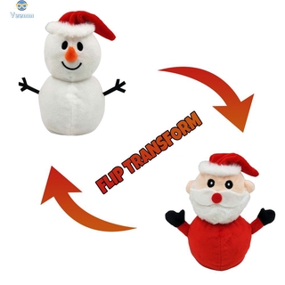 【Ready Stock】 Santa Claus Doll Double-sided Flip Father Christmas Snowman Plush Doll Xmas Christmas Decor Kid Toy Gift 【Veemm】