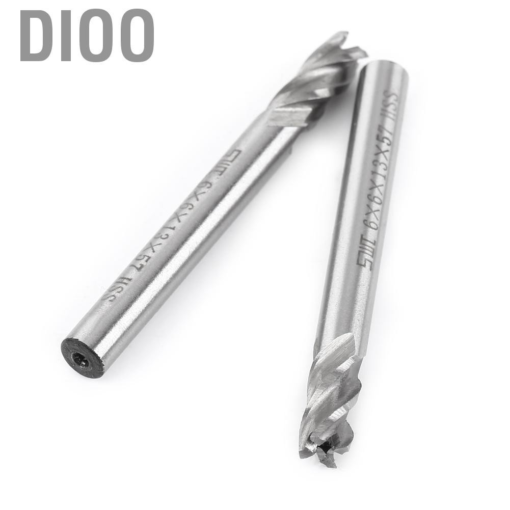 DIOO 2pcs HSS 6mm 4 Flutes End Mill Metal Cuttting Engraving Milling Machine Bit CNC Tool