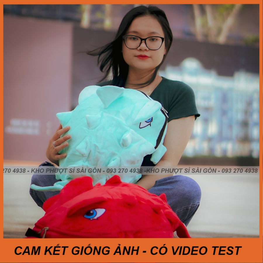 Balo giá sỉ kho HCM - Balo khủng long vải nhung mịn nhiều màu chọn lựa cho nam nữ du lịch