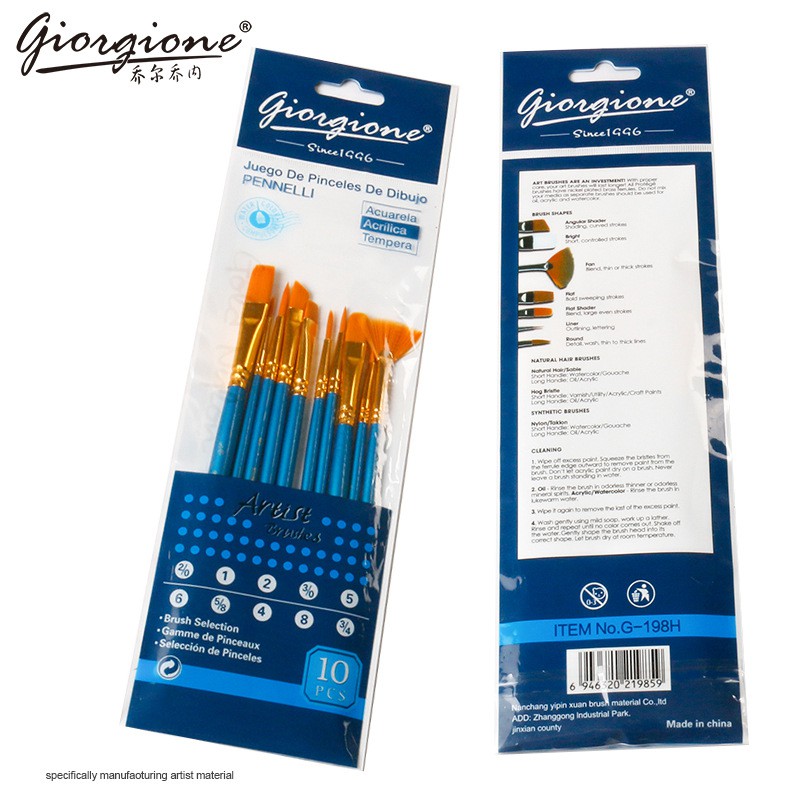 Bộ 10 cây cọ vẽ chuyên dụng cao cấp Giorgione Tô Vẽ Tranh Sơn Dầu, Màu Nước, Màu Acrylic, tinh tế trên từng nét vẽ