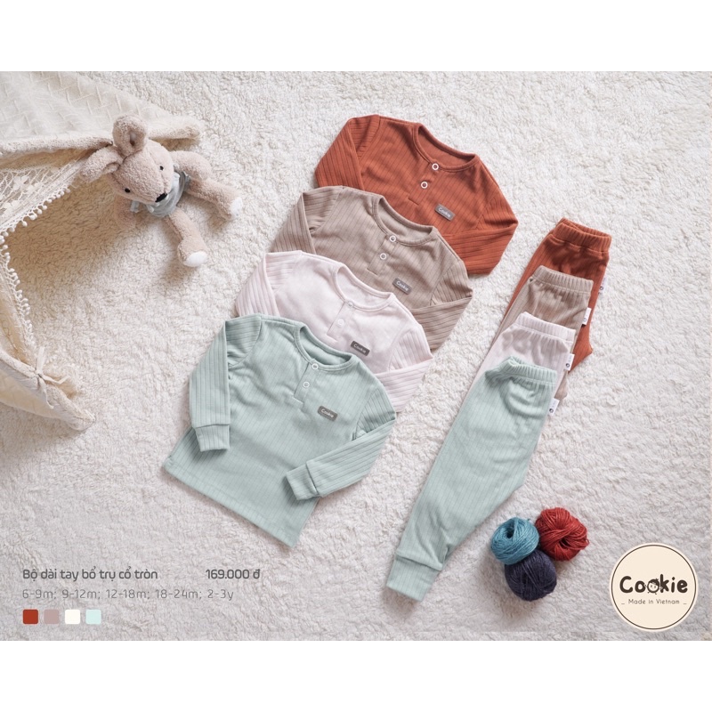 Cookie- Bộ cổ trụ dài tay nỉ cho bé