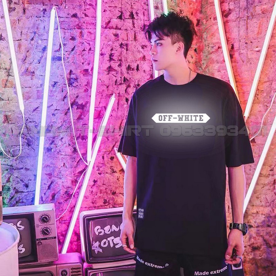 ÁO THUN PHẢN QUANG TAY LỠ NAM NỮ TẮT TRẮNG 02