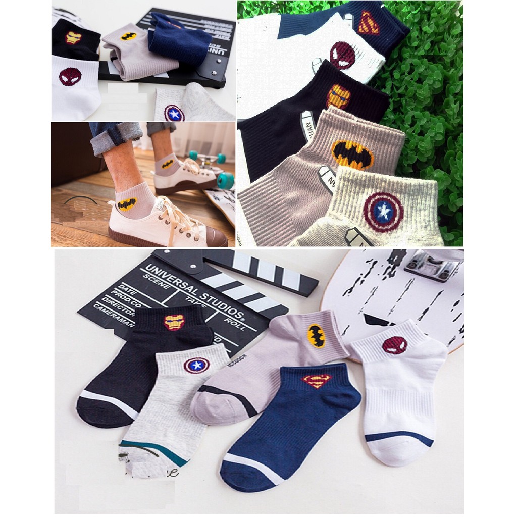 Bộ 05 vớ ngắn in logo siêu anh hùng DTonline