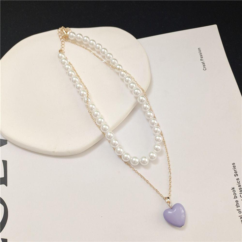 AROMA Vòng cổ Hai Lớp Mặt Hình Trái Tim Phong Cách Vintage Thanh Lịch Cho Nữ