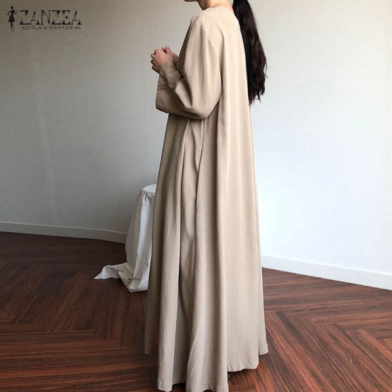 Đầm dài ZANZEA bằng vải cotton thời trang dành cho nữ