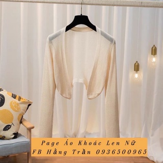 Áo khoác len lửng mỏng tay dài bo eo.