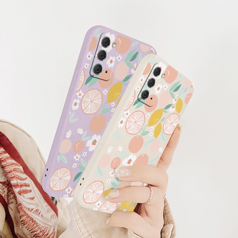 Ốp Điện Thoại Mềm Chống Sốc Hình Vuông Màu Cam Ngọt Ngào Cho Samsung Galaxy Note 20 Ultra 10 Plus 9