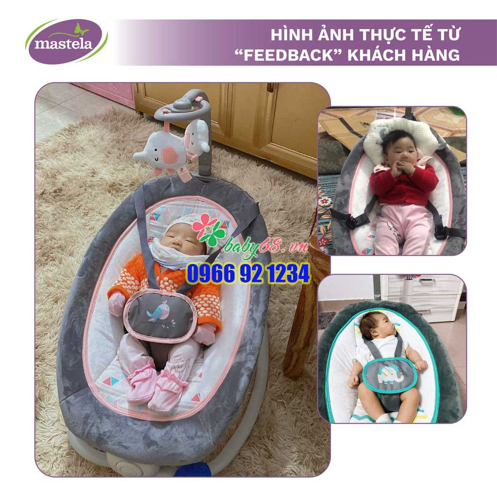 Ghế rung cao cấp gấp gọn có nhạc Mastela 6915 - 6197 - Có đồ chơi, 4 nấc điều chỉnh độ cao gọn nhẹ tiện lợi