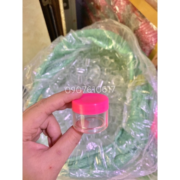 Hủ nhựa mica 20g có nắp lót, dùng để chiết mỹ phẩm nắp hồng &amp; trắng