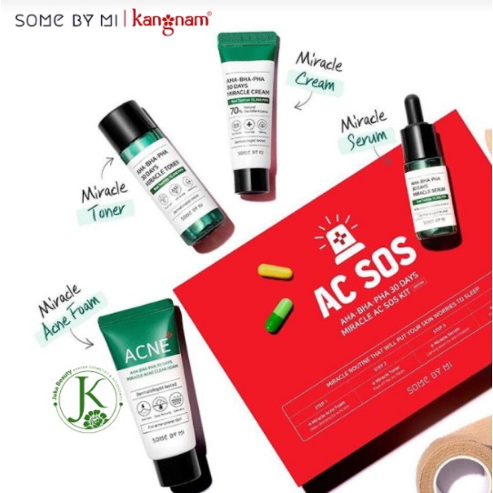 Bộ dưỡng 4 món hỗ trợ giảm mụn &quot;Thần Kỳ&quot; Trong 30 Ngày Some By Mi Miracle AC SOS Kit