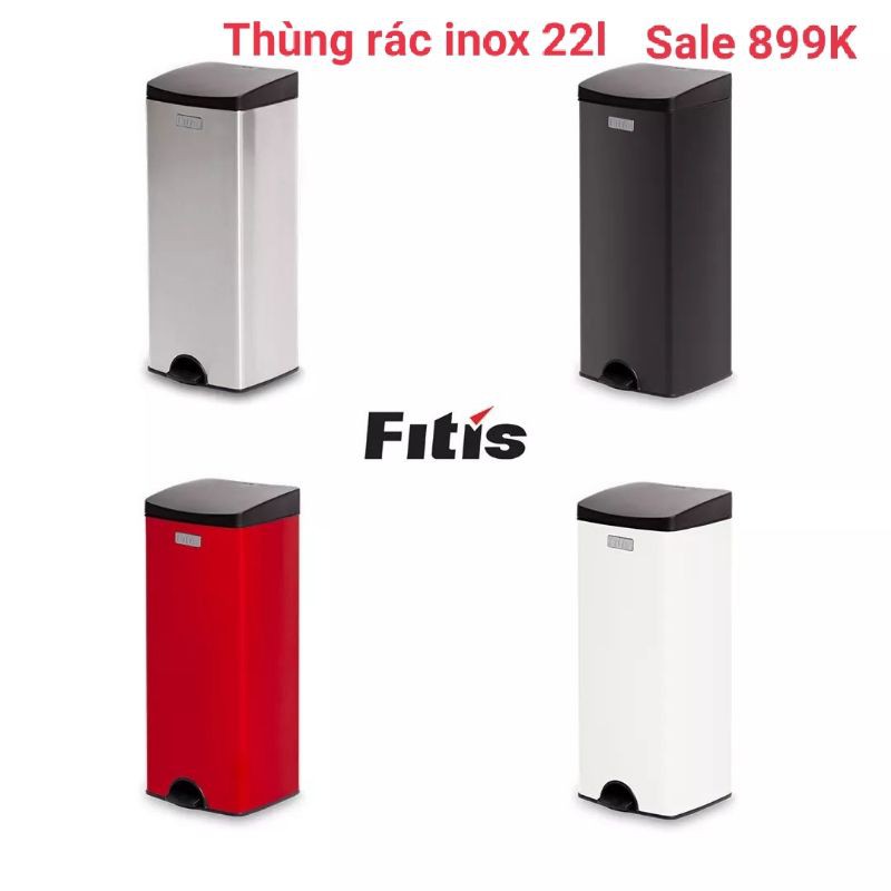 Tổng kho gia dụng thùng rác Inox cao cấp FITIS 10l-12l - 15l -  20 l - 22 l - 24L Chính hãng Fitis ( BẢO HÀNH 12 THÁNG)