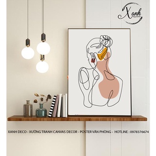Tổng hợp tranh canvas trang trí cô gái tối giản gồm khung 02 tặng đinh treo tranh