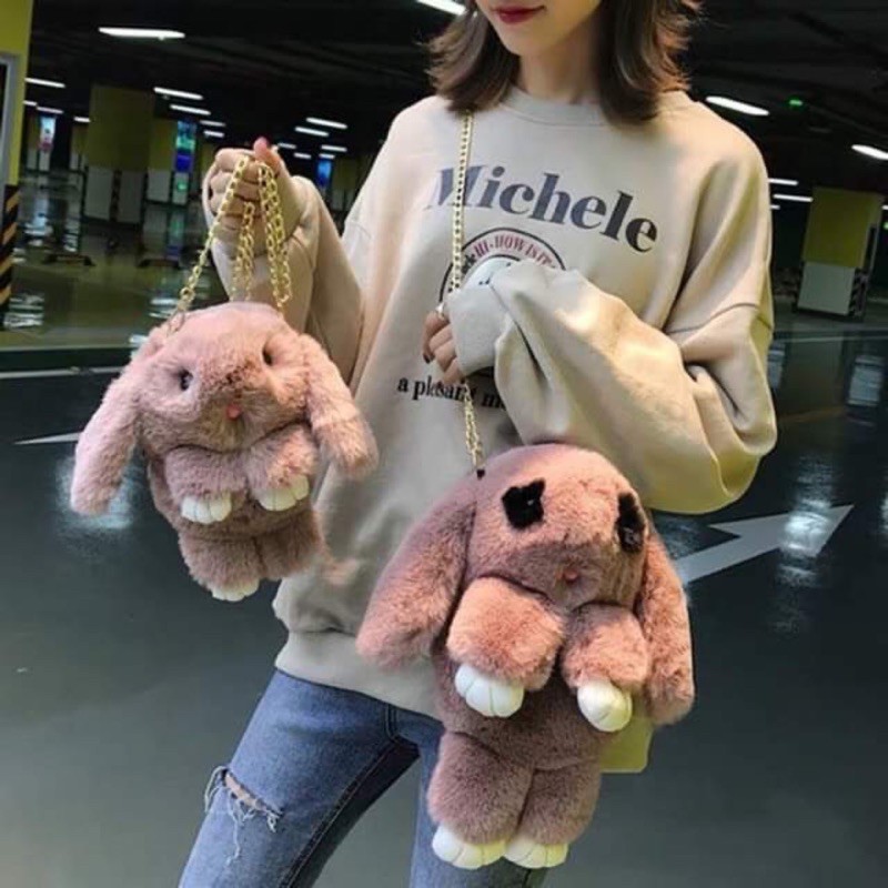 (Quảng Châu Mới Về) Túi đeo chéo thỏ bông xinh xắn cho nữ, bé gái sang chảnh siêu cute