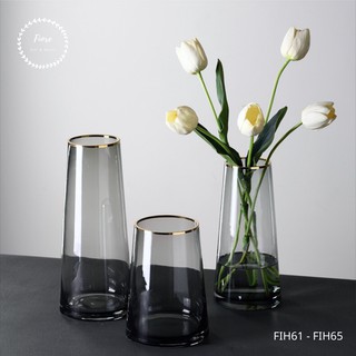 Lọ hoa thủy tinh miệng khum viền vàng cực sang trọng - trang trí phòng khách, decor nhà, quà tặng tân gia, đám cưới