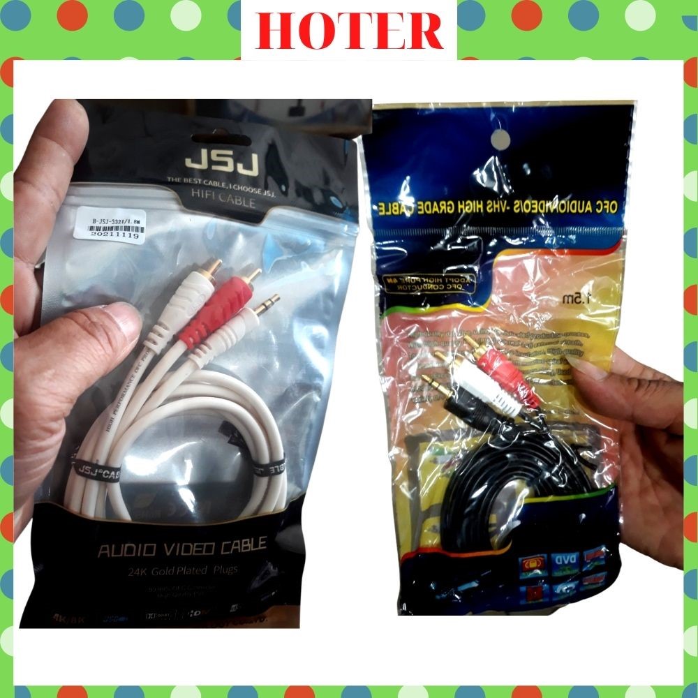 Dây AV 1 đầu 3.5mm ra 2 đầu bông sen